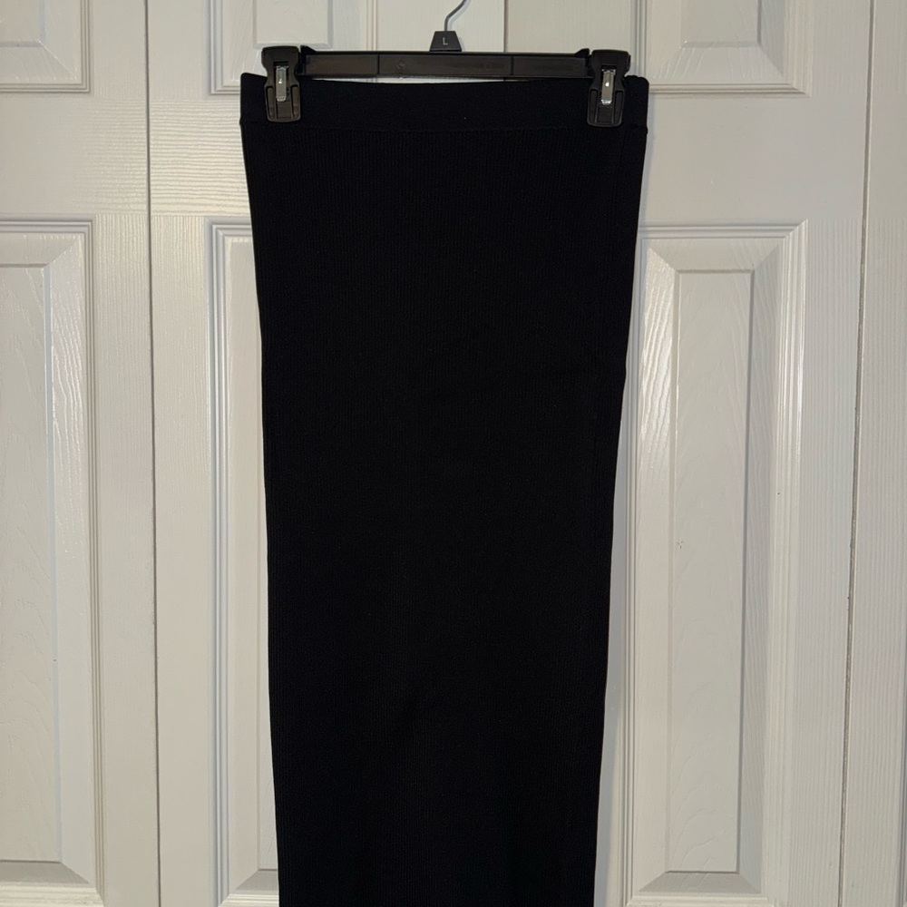 Zara Black Maxi Ribbed Skirt